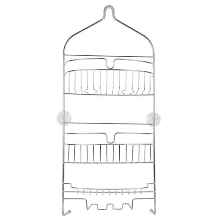Kenney Mfg Rust-Resistant Heavy Duty 3-Tier Hanging Shower Caddy with Four Razor Holders, Chrome KN614151